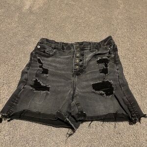 American Eagle Black Distressed Ripped Jean Shorts